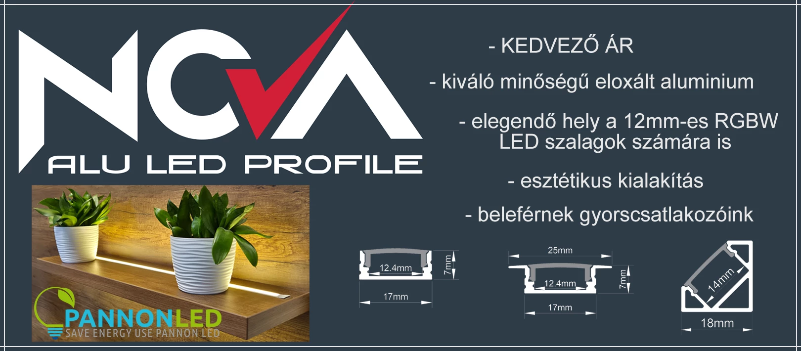 Nova eloxált aluminium LED profilok