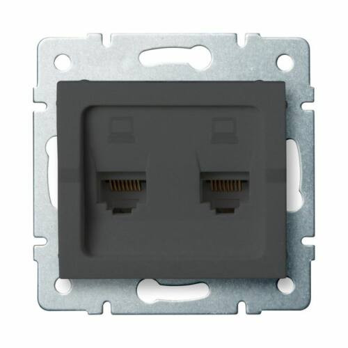 Kanlux LOGI Dupla adatcsatlakozó aljzat, független (2xRJ45 Cat 5e Jack) grafit