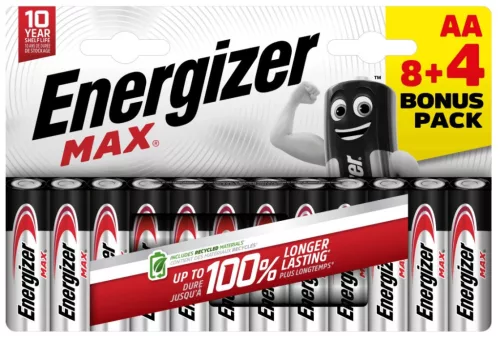 Energizer Max Alkáli Ceruza Elem AA Csomag tartalma: 12 db