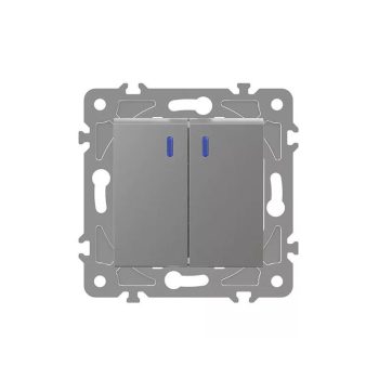   ELDLUX ELDGROUND jelzőfényes kettős váltókapcsoló ezüst