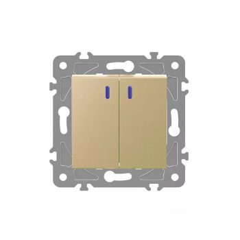   ELDLUX ELDGROUND jelzőfényes kettős váltókapcsoló arany