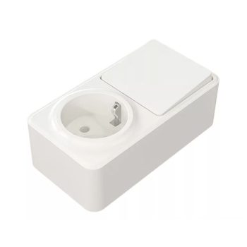   ELDLUX ELDIMPRESS falon kívüli Egypólusú kapcsoló (101) + 2P+F konnektor gyerekvédelemmel fehér IP20