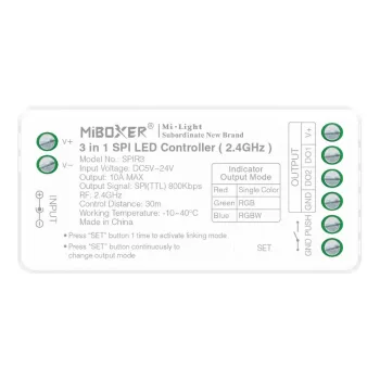   MiBoxer 3 Az 1-ben digitális SPI Single Color/RGB/RGBW Led Zóna Vezérlő DC5-24V 10A