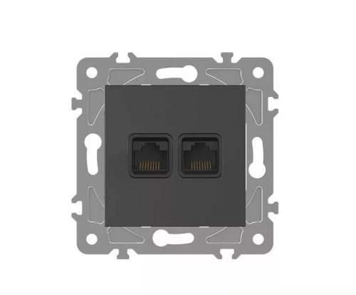 ELDGROUND 2 x RJ45 Cat. 5e UTP aljzat fekete