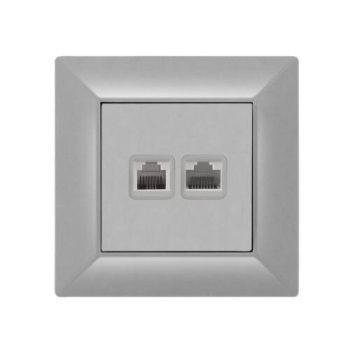 ELDGROUND RJ11 TEL + RJ45 Cat. 5e UTP aljzat ezüst