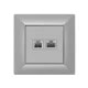 ELDGROUND RJ11 TEL + RJ45 Cat. 5e UTP aljzat ezüst