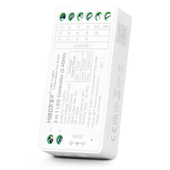   MiBoxer 3 Az 1-Ben RGB/RGBW/RGB+CCT Led Zóna Vezérlő DC12-24V 12A