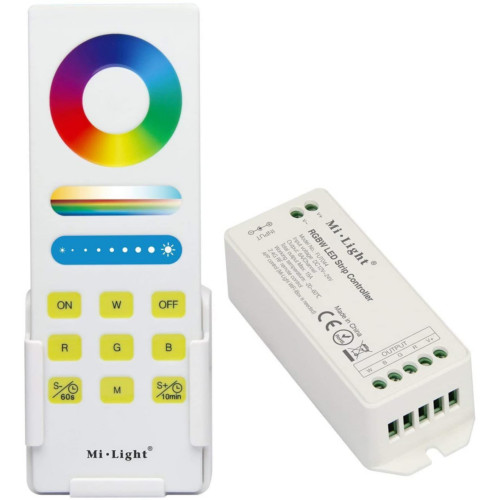 MiBoxer RGBW Smart LED Vezérlő DC12-24V 15A Fehér Touch Távirányítóval és Fali Tartóval