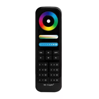   MiBoxer RGB+CCT 8 Zónás Távirányító Fali Tartóval 2,4 GHZ Fekete