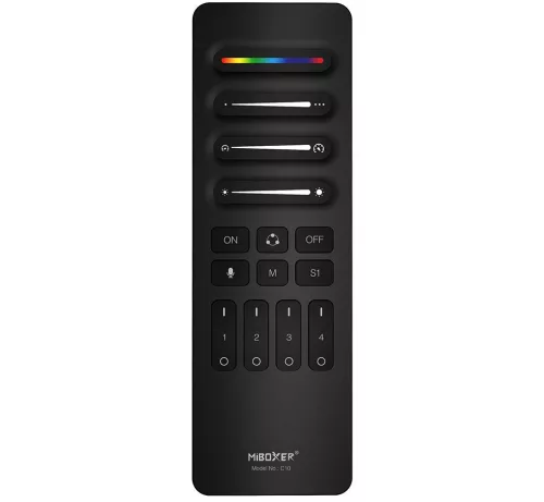 MiBoxer SPI 4 zónás távirányító falitartóval 2,4GHz fekete