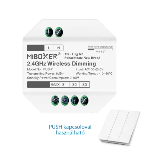 MiBoxer RGB+CCT vezérlő nyomókapcsolóhoz 240V