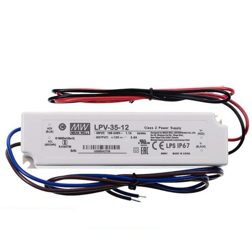 Mean Well Kültéri Tápegység LPV-35-12 35 Watt 12V DC 3A IP67