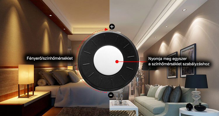 2.4 GHz-es 4 zónás rádiófrekvenciás távirányító, fényerőszabályzás, színhőmérséklet szabályzás - fényerő-színhőmérséklet beállítása - pannonled.hu
